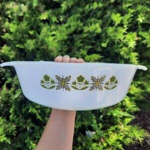 Vintage Anchor Hocking Fire-King Meadow Green Casserole 1.5 qt, Baking Dish 437